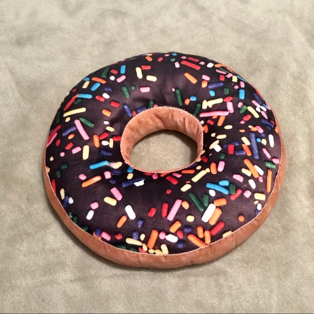 Chocolate Donut Rainbow Sprinkles Circle Pillow